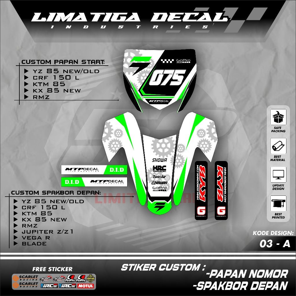 LMTG 定制貼紙車牌和擋泥板貼紙摩托車 RBT Bebek 最新改裝 SUPERMOTO YZ CRF KLX KX | 蝦皮購物