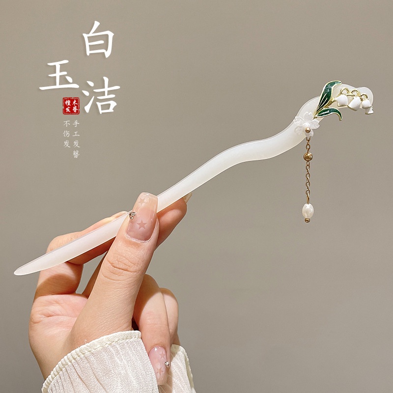桃喜Rich】黑檀木古風發簪盤髮簪子高階感旗袍木簪女新中式花朵髮