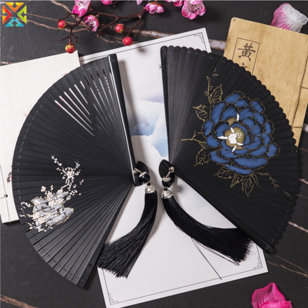 全竹古典黑色折扇漢服舞扇便攜竹扇 | 蝦皮購物
