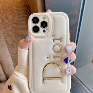 迪奧 Dior 相機鏡頭保護套適用於 iPhone 15 11 14 12 13 Pro Max 皮革保護套防震保護手機