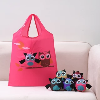 【客製化】【摺疊購物袋】小草莓袋 購物袋 環保袋 帆布袋 訂製 加厚 可摺疊 貓頭鷹 環保袋 印logo