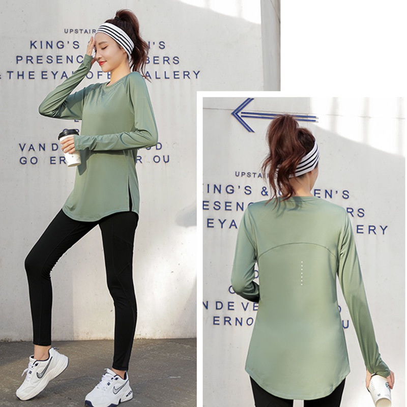 Jeva Sport Top 美頸抽皺運動長袖【白色】4色 main image 1