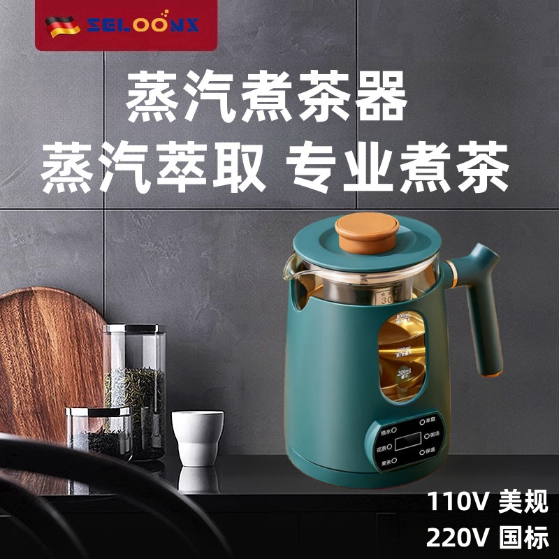 110V-220V跨境家用小型蒸汽煮茶器黑茶壺辦公室保溫玻璃花茶壺養生壺| 蝦皮購物