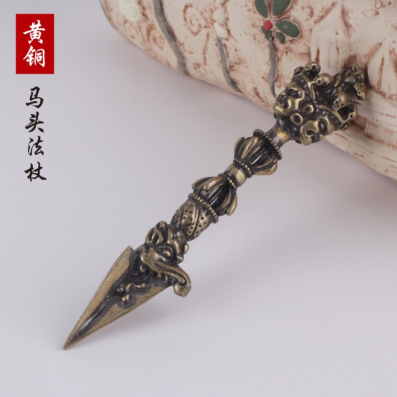 金剛杵降魔杵純銅手把件不動明王同款密宗藏佛三面普巴法器手工藝 金剛杵降魔杵純銅手把件不動明王同款密宗藏佛三面普巴法器手工藝