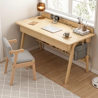 【可開發票】 電腦桌書桌學生家用簡易小型辦公桌現代簡約卧室實木腿學習寫字桌
