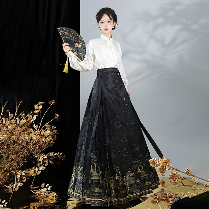 裊裊烟織 明制 馬面裙 日常 中華漢服　H28＃ 裊裊烟織 明制 馬面裙 日常 中華漢服H28＃