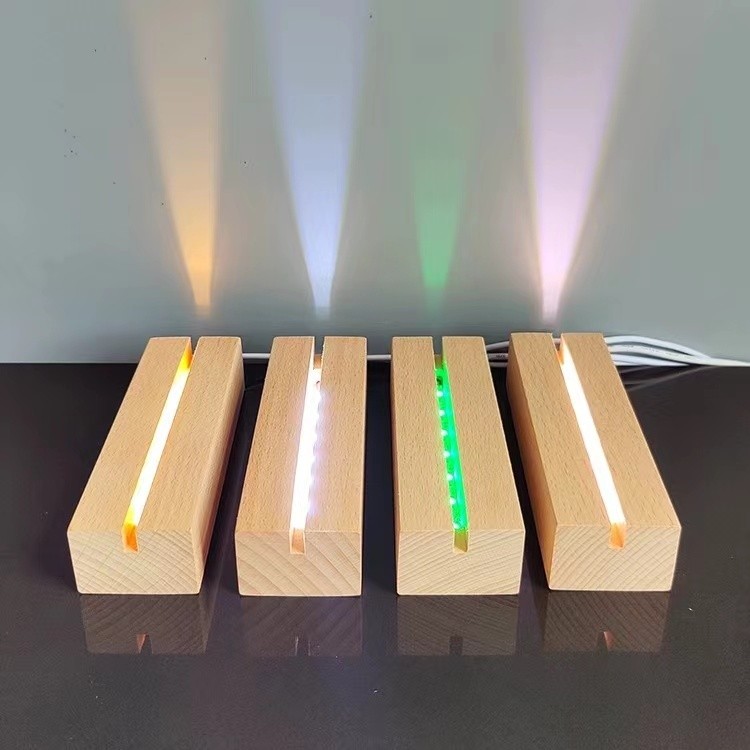 木製燈座 實木底座 壓克力燈座 LED實木燈座 3D長條小夜燈 長方形發光底座 DIY木燈座 木質工藝品 長方形底座擺件 | 蝦皮購物