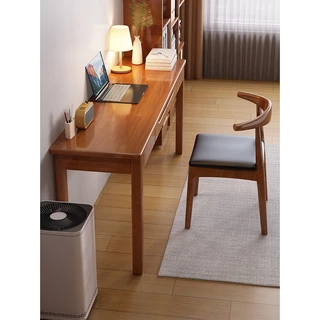 實木窄書桌家用40/45cm寬辦公電腦桌現代卧室小戶型學生學習桌椅