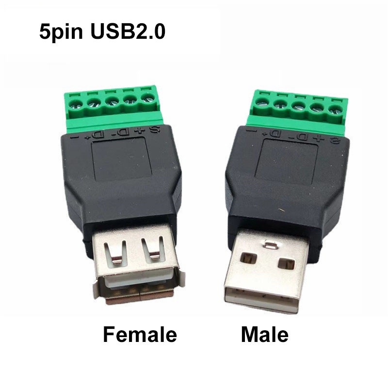 Usb 2.0 A 型公母到 5 針螺絲連接器到帶屏蔽螺絲端子插頭的 USB 插孔 TWK1 | 蝦皮購物