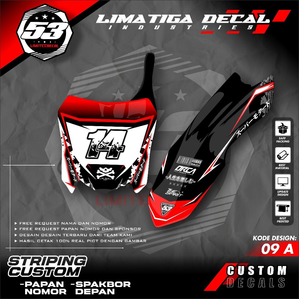 LMTG 定制貼紙車牌和擋泥板貼紙摩托車 RBT Bebek 最新改裝 SUPERMOTO YZ CRF KLX KX | 蝦皮購物