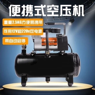 迷你空壓機便攜式12v220v兩用車用打氣泵木工家用充氣泵24v儲氣罐 MDEN