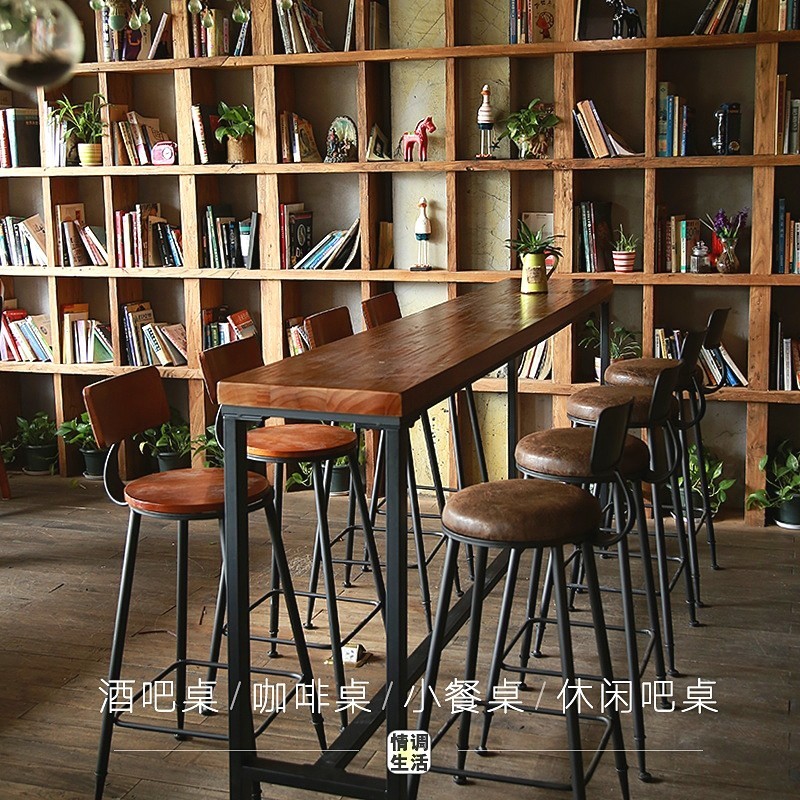 靠牆吧台桌商用奶茶店咖啡廳酒吧台桌家用長條陽台實木桌椅高吧台吧檯桌 吧台桌 長條桌 靠墻桌 桌子 | 蝦皮購物