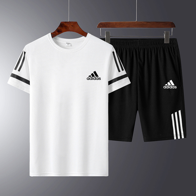 新店新品【品牌折扣店】夏季運動套服男短袖短褲漸變短袖T恤圓領套服跑步健身鍛鍊冰絲速乾透氣舒適套服男 | 蝦皮購物