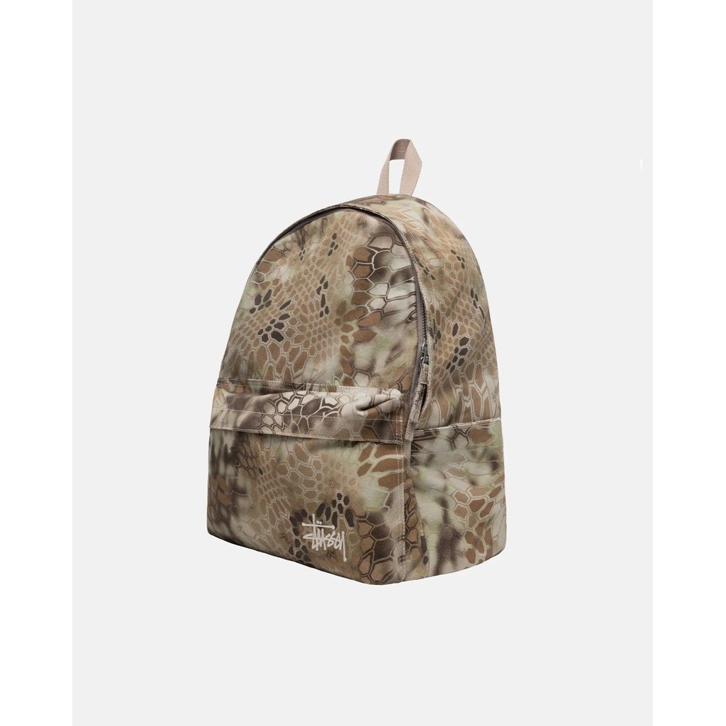 STUSSY 經典logo 後背包系列水洗黑卡其蛇紋CANVAS BACKPACK 正品代購