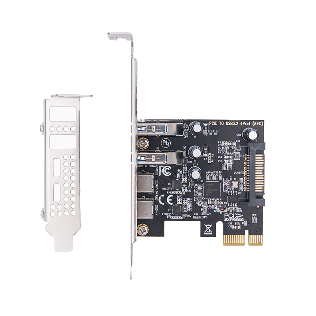 Jmt PCI-E 1X 轉 4 端口 USB3.2 Gen1 5Gbps 高速擴展卡,帶 SATA 15Pin 電源端 | 蝦皮購物