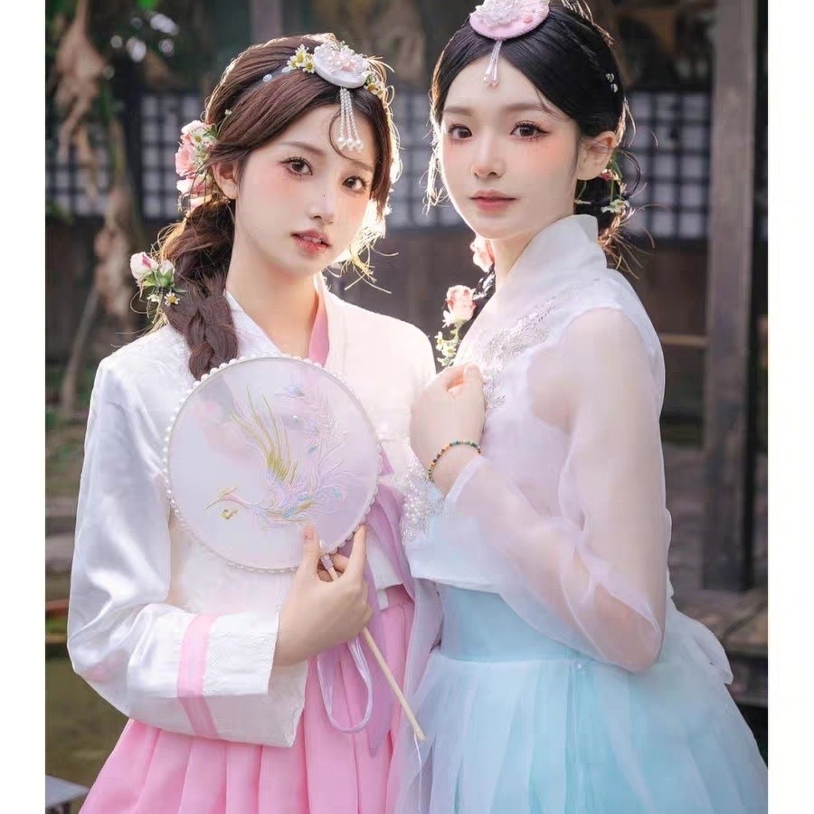 閨蜜民族風姐妹藍色寫真寫真服朝鮮服粉色寫真朝鮮族大片延吉 蝦皮購物 