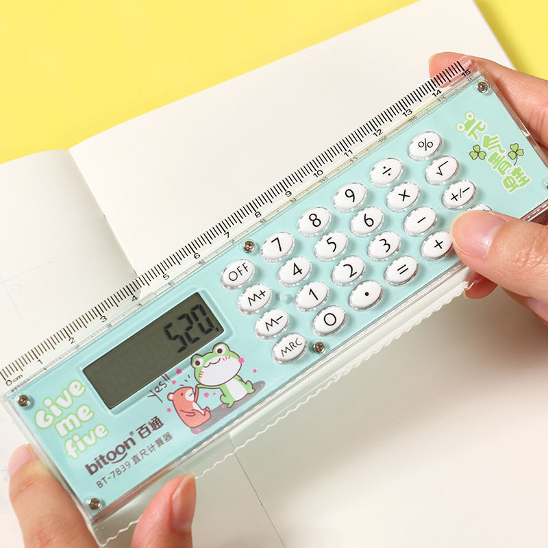 inventory - ruler 尺子 學生專用 可愛 多功能尺子 創意直尺小算盤少女心小清新尺子迷你小型迷你計算機1 | 蝦皮購物