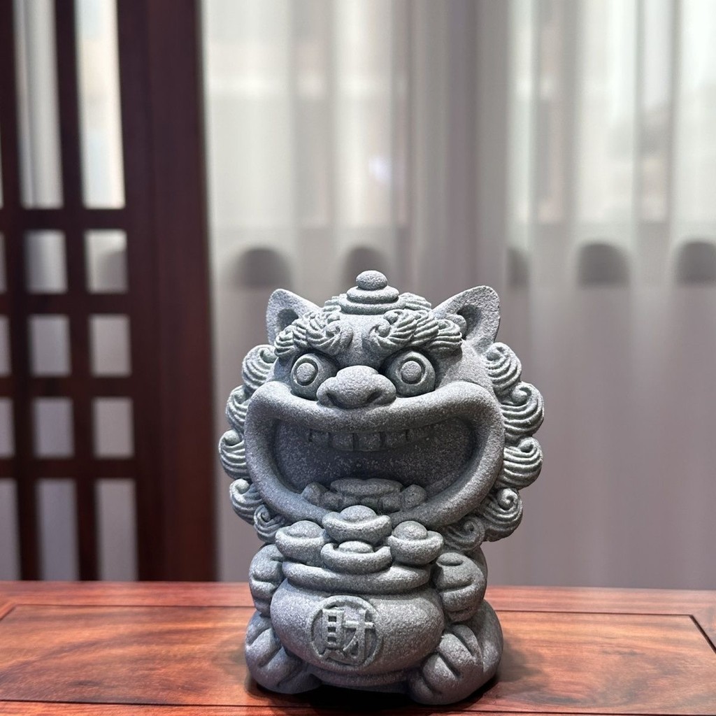 源一】现货出清青砂石茶寵招財納福風獅爺擺件桌面創意家居客廳魚缸造景