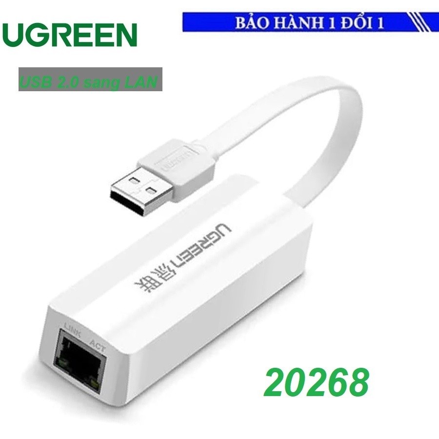 USB 2.0 轉 LAN 10/100 Lan Flat Wire UGREEN 20268 - 快速網絡訪問,兼容 | 蝦皮購物