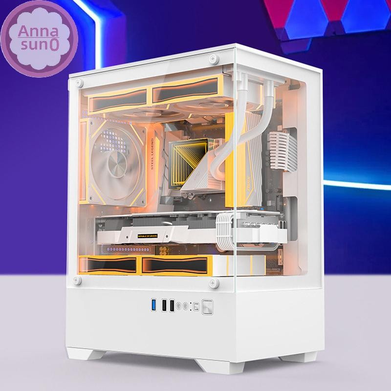 Annasun 270度透明玻璃電腦機箱PC塔適用於M-ATX ITX主板CPU水冷SSDx1+HDDx1 280mm顯 | 蝦皮購物