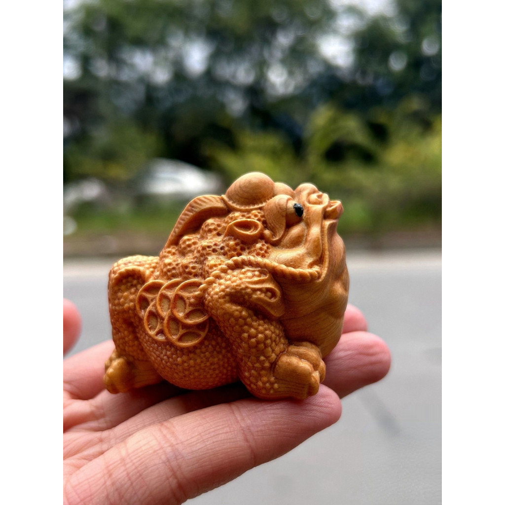 蛙 木彫 在銘 | 古物屋 壱両