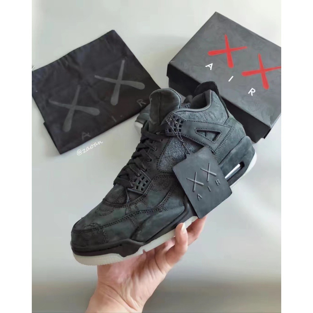 Kaws X Air Jordans 4 Retro Jd4 男款灰白減震防滑中幫籃球鞋 Fzaq 蝦皮購物