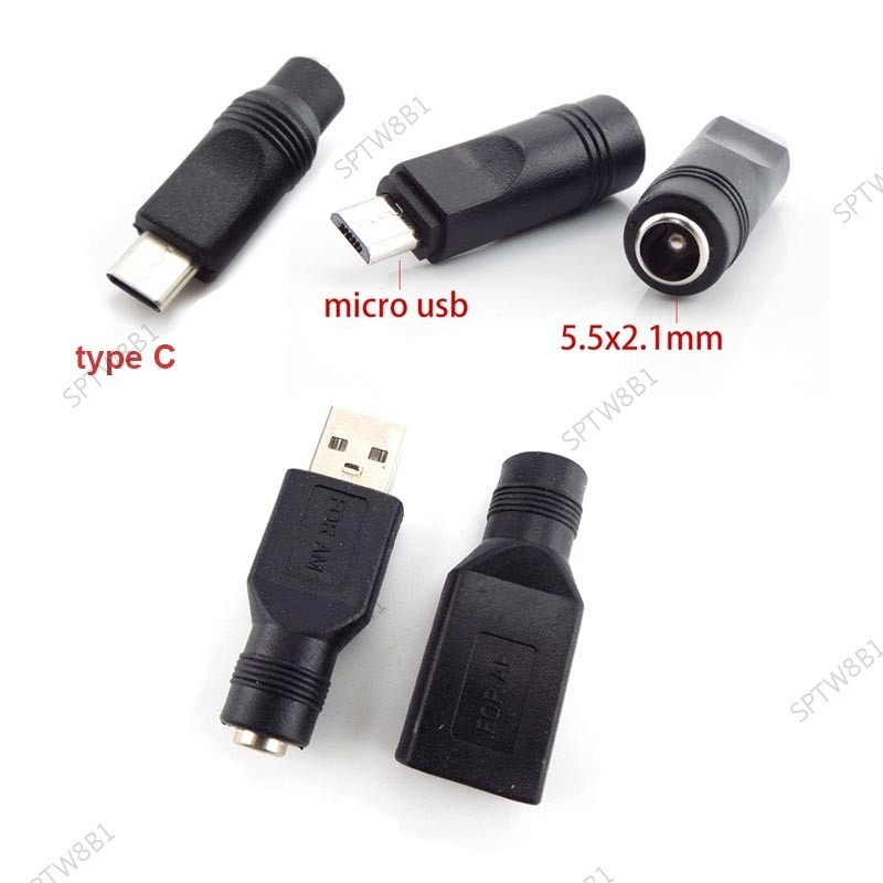 Dc 母頭電源插孔 5.5*2.1mm 轉 USB 2.0 公頭 mirco type c 插頭母頭插孔 5V 連接器轉 | 蝦皮購物