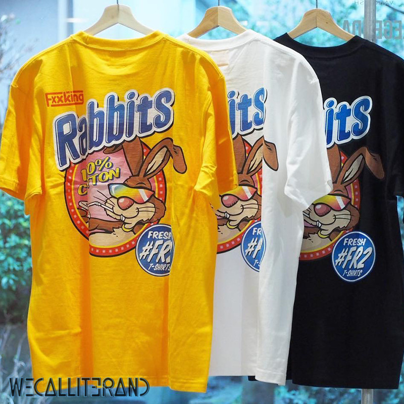WCIB現貨#FR2 fxxking rabbits Fresh cotton兔子印花T恤男女情侶純棉休閒圓領高街tee | 蝦皮購物