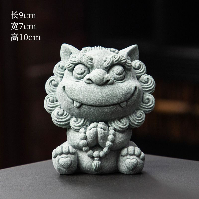 源一】现货出清青砂石茶寵招財納福風獅爺擺件桌面創意家居客廳魚缸造景