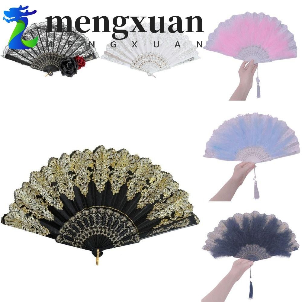 MENGXUAN洛麗塔花邊扇,復古角色扮演羽毛折疊手扇,歐式風格黑暗哥特式精緻中國舞蹈手扇女孩 | 蝦皮購物