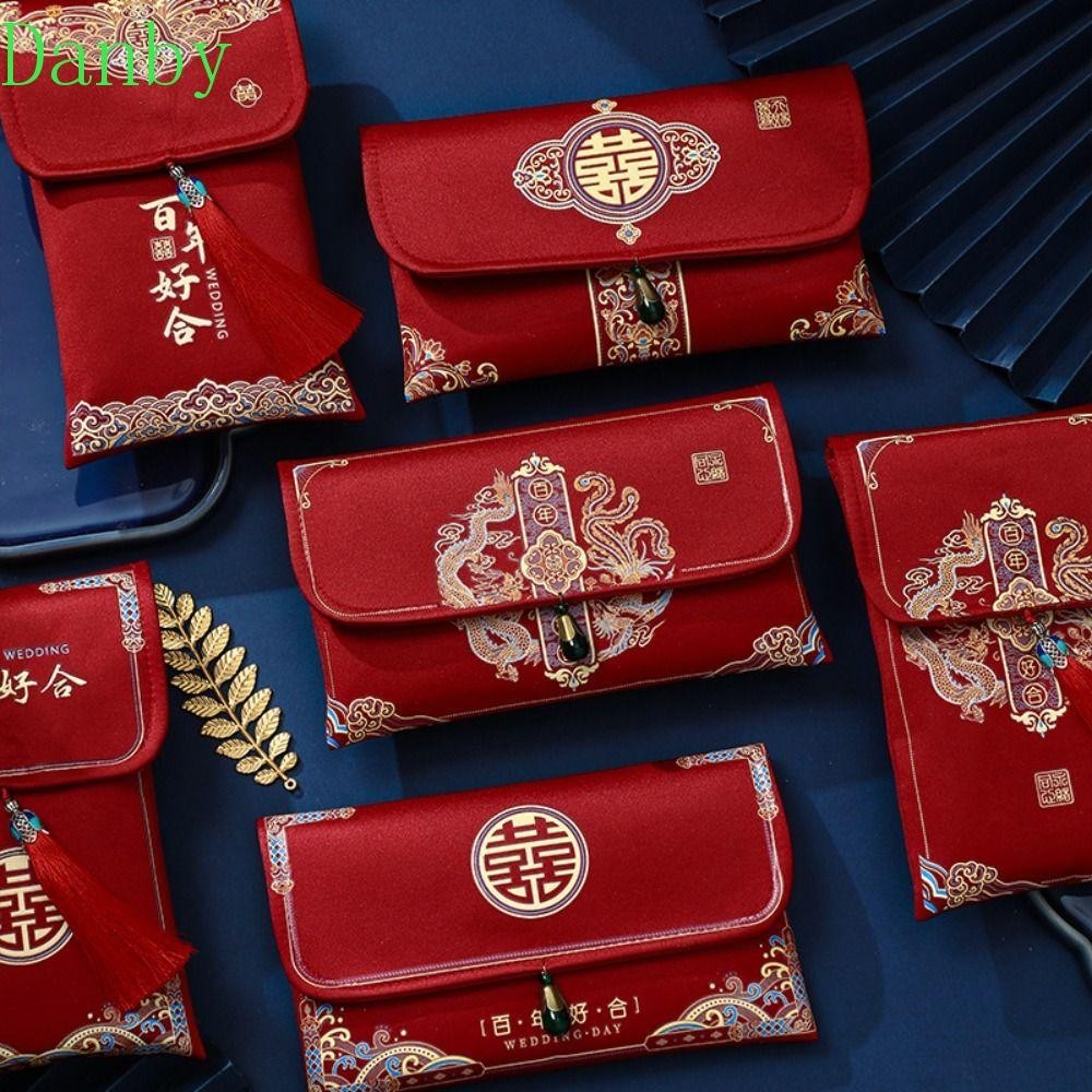 ADANBY2024錢袋,刺繡流蘇設計新年祝福包,中文最美好的祝願多種模式錢袋婚禮生日 | 蝦皮購物