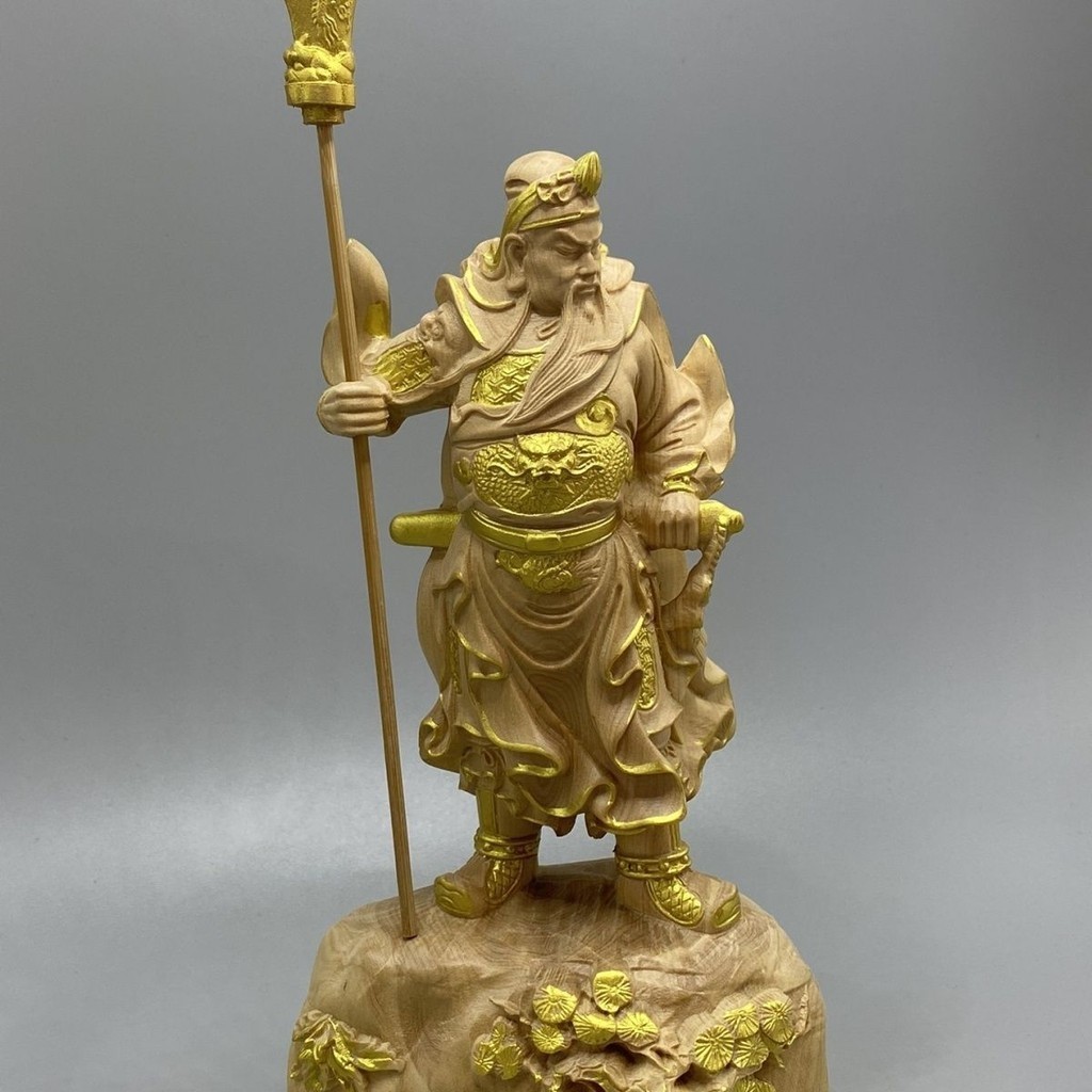 材質:小葉黃楊木 品名:描金立刀關公 規格:18cm×10㎝×7cm | 蝦皮購物