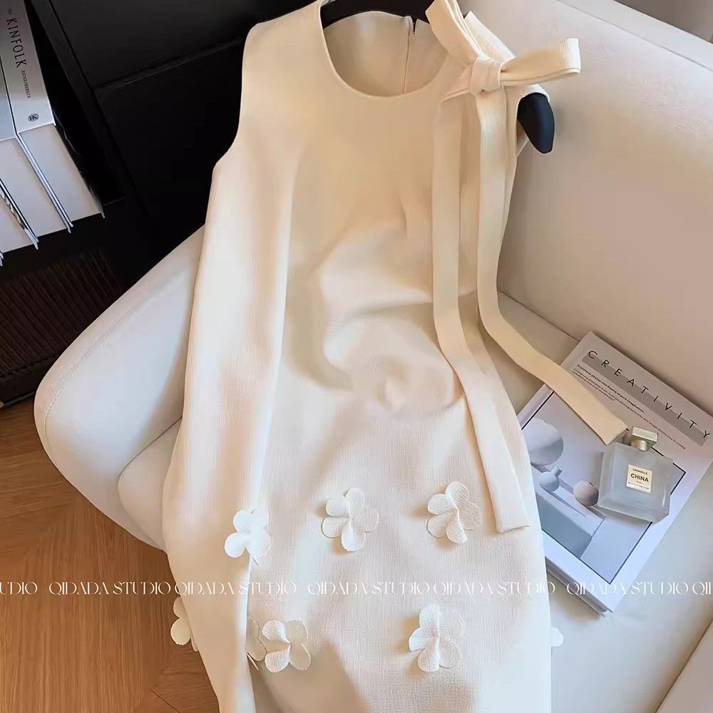 Dreamy Dress 拼色小香風圓領短袖連身裙 - White Black 黑白色 (CB582)