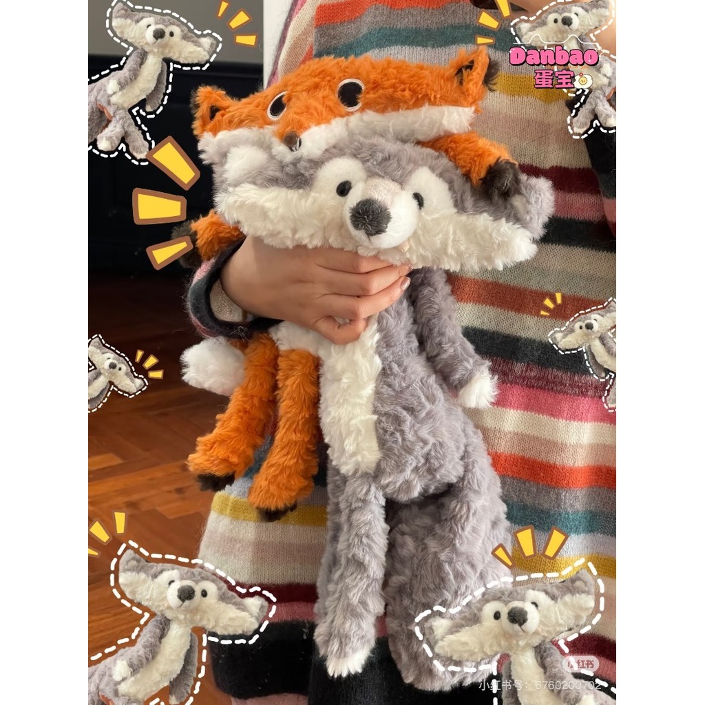 卡通 Deva Fox 毛絨玩具可愛軟灰狼毛絨公仔飛鼠浣熊毛絨動物家居裝飾公仔兒童生日禮物丹寶玩具 | 蝦皮購物