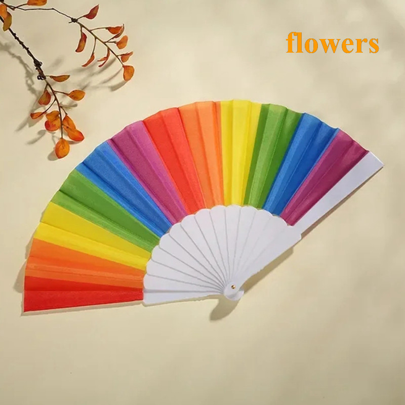Flowers Wave 手扇彩虹折扇節日活動便攜式手扇女士舞會音樂節 | 蝦皮購物