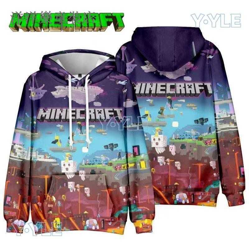 我的世界衣服 連帽衫 Minecraft 長袖春秋大學t 長袖衫 休閑衛衣 休閒運動衫 | 蝦皮購物