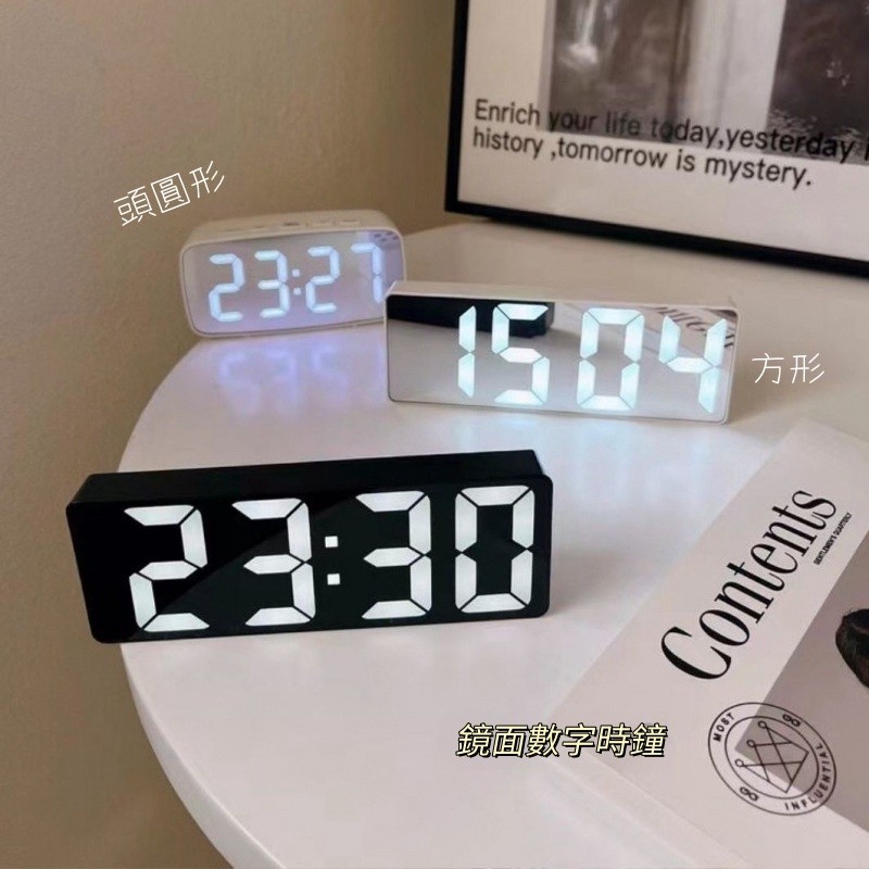 Product image 隔日到貨🏆Ins風 桌面電子時鐘 小鬧鐘 LED夜光鏡面鬧鐘 靜音時間顯示器 顯示器擺件 桌上擺件 數字台式鐘錶 3