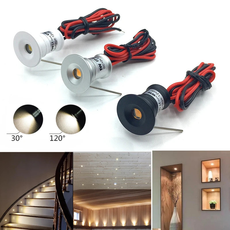迷你 LED 射燈 1W IP65 嵌入式筒燈室內 12V 可調光射燈吸頂燈展示櫃展示樓梯照明 | 蝦皮購物