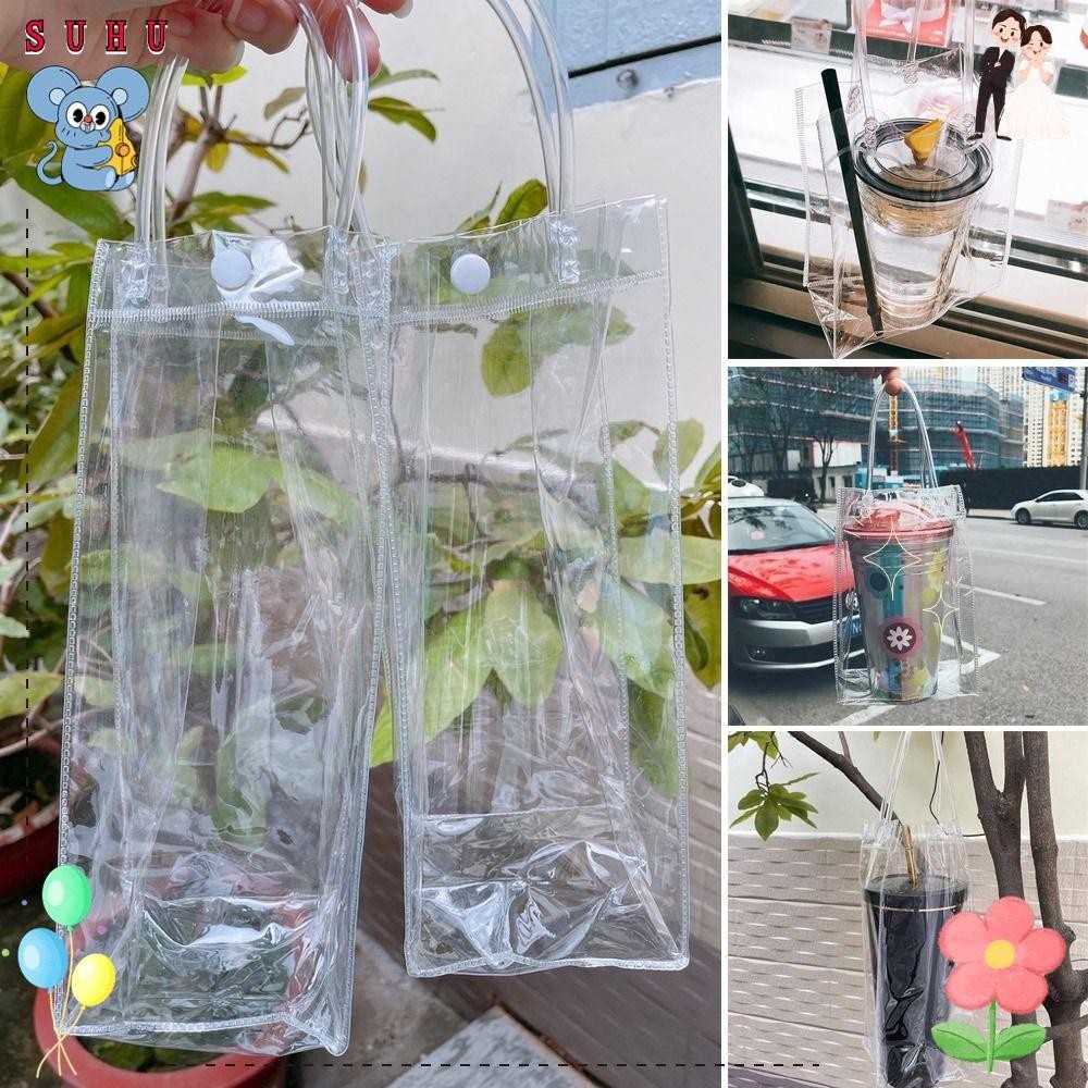SUHU3件杯子瓶蓋,防水手柄方便透明袋,多功能清除塑料PVC瓶袋Themos瓶 | 蝦皮購物