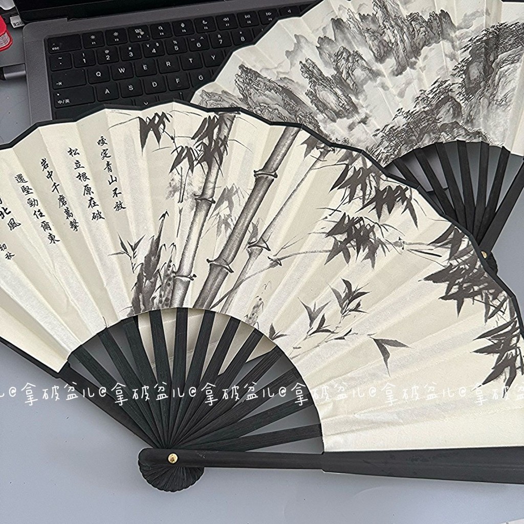 扇子古風摺扇水墨畫中國風霸氣漢服竹扇絹布便攜摺疊扇舞蹈 | 蝦皮購物