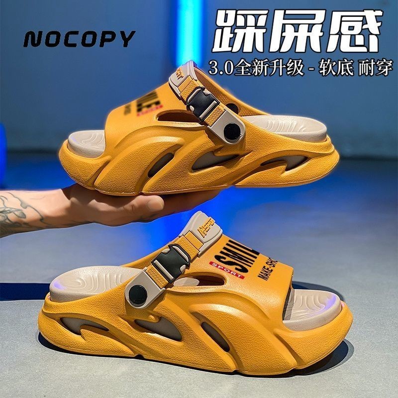 NOCOPY拖鞋男2025夏季外穿踩屎感一字拖厚底運動開車兩用沙灘涼鞋 | 蝦皮購物