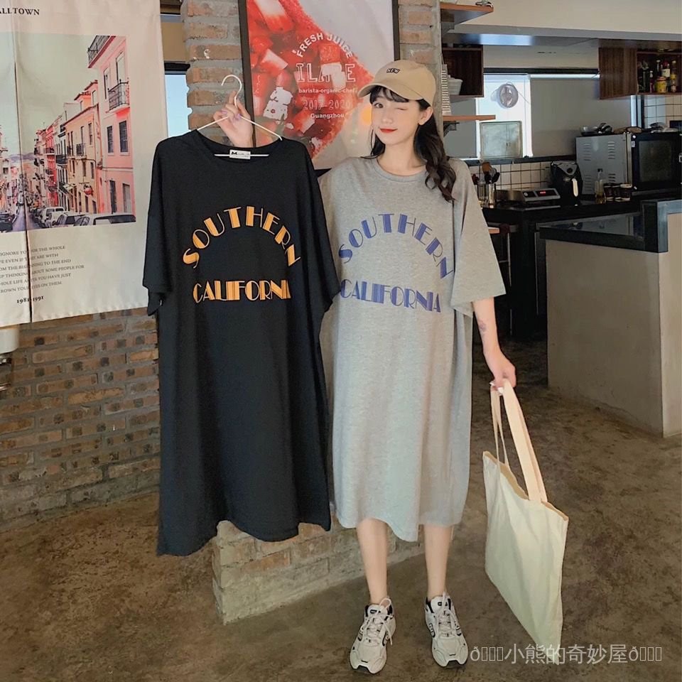 【台灣出貨】胖mm夏裝女長裙子300斤新款寬鬆T恤裙大碼中長款遮肚連衣裙200斤大码女装 胖妹妹 大尺码 | 蝦皮購物