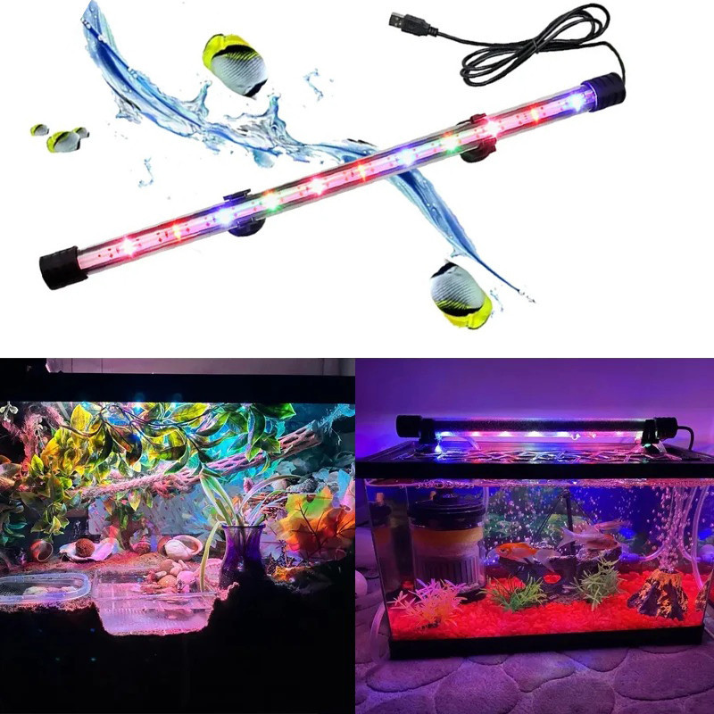 17-37cm USB RGB水族燈LED防水魚缸夾燈水下裝飾照明潛水燈植物生長燈 | 蝦皮購物
