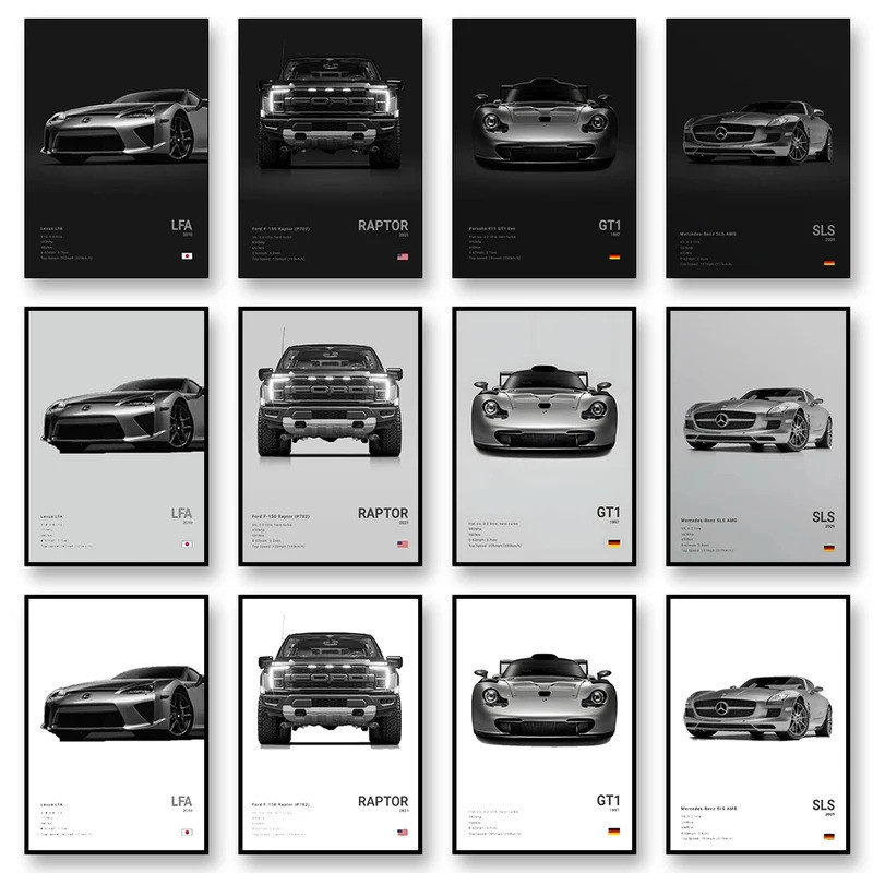 名車 SLS LFA 帆布牆藝術印刷海報 GT1 RAPTOR 裝飾壁畫現代家居裝飾生日無框 F5NT | 蝦皮購物