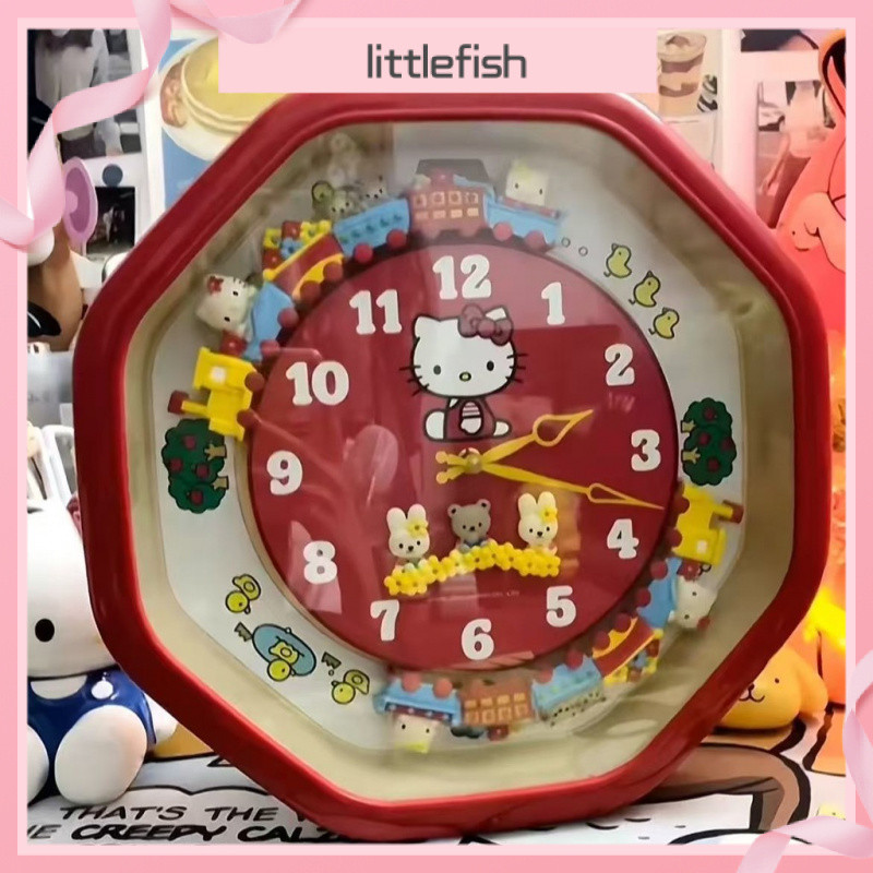 【小魚】HelloKitty掛鍾 卡通火車鍾 可運行火車家用HrlloKitty時鍾壁掛 | 蝦皮購物