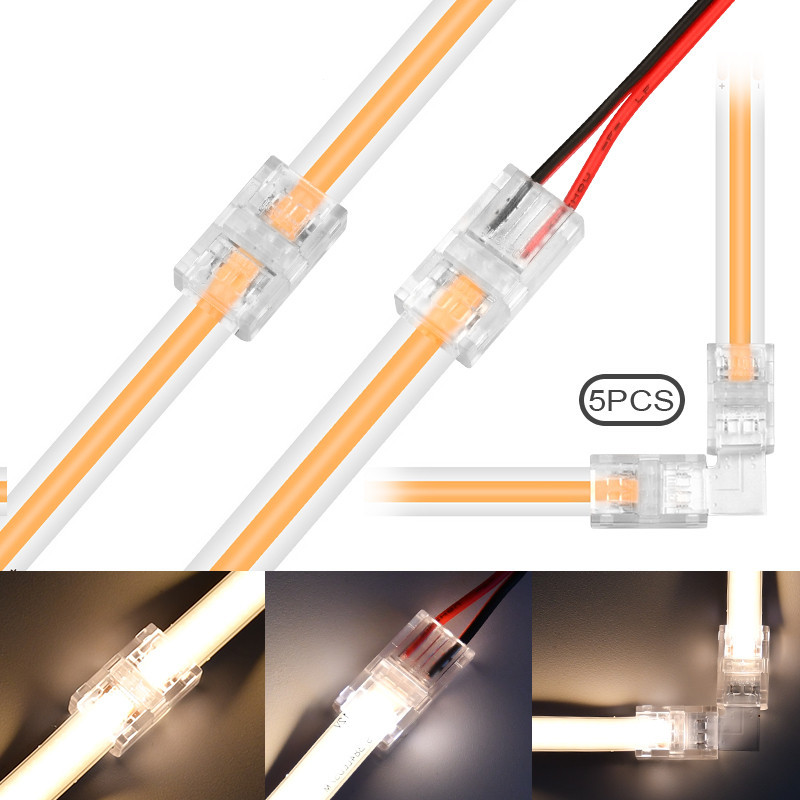 5 件 8 毫米 10 毫米 2 針 COB LED 燈條連接器膠帶燈 L 形 LED 角連接器,用於 SMD COB | 蝦皮購物