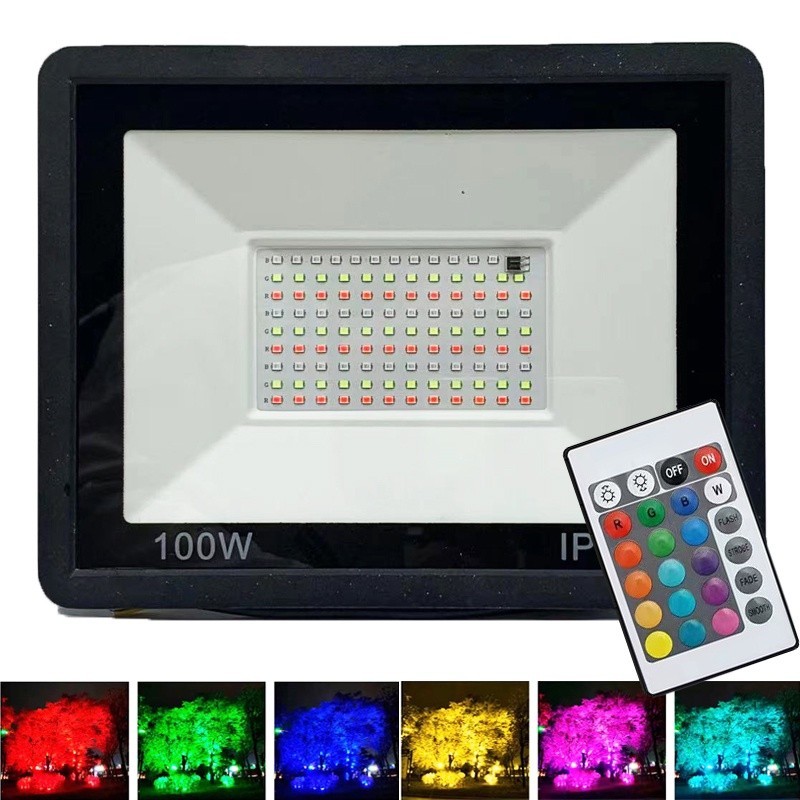LED燈 變色RGB防爆泛光燈 工作燈220V 戶外 IP65 照樹燈帶遙控器,多規格100W氛圍感迎賓 | 蝦皮購物