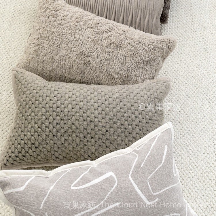 雲巢家紡☁️燕麥色仿羊剪絨樣品屋軟裝抱枕套30x50 奶咖色粗花呢腰枕麂皮絨抱枕沙髮客廳簡約米咖色抱枕腰靠墊 | 蝦皮購物