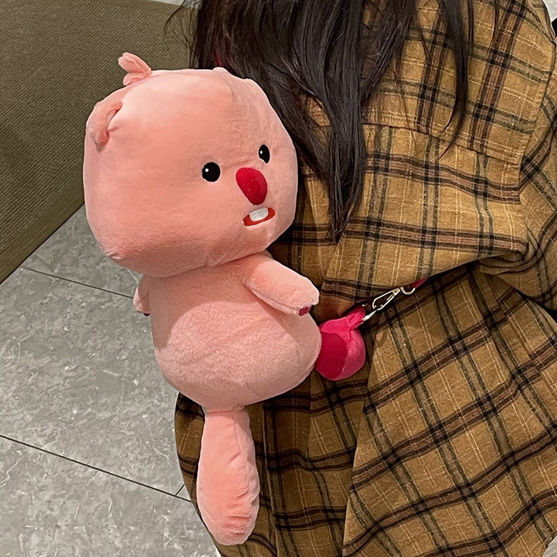 卡通可愛小海狸露比loopy毛絨公仔後背包包女玩偶女孩子生日禮物 | 蝦皮購物