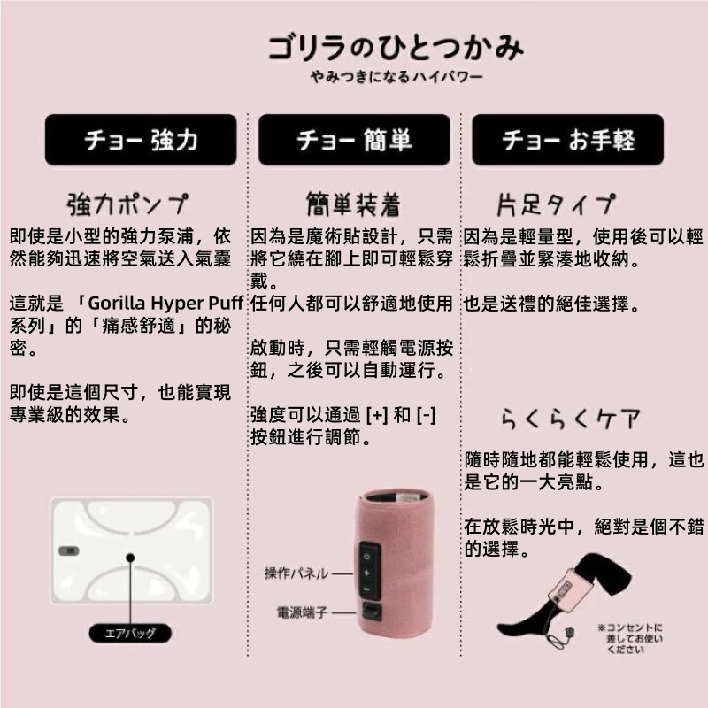 Doshisha同款 大猩猩之握 猩猩之握 3檔調節 強力度 地獄之握 腿部按摩神器 腿部護理 腿部按摩 8